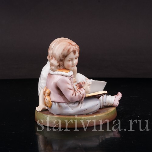 Фарфоровая статуэтка Дети с книжкой, E. A. Muller, Германия, 1890-1927 гг.