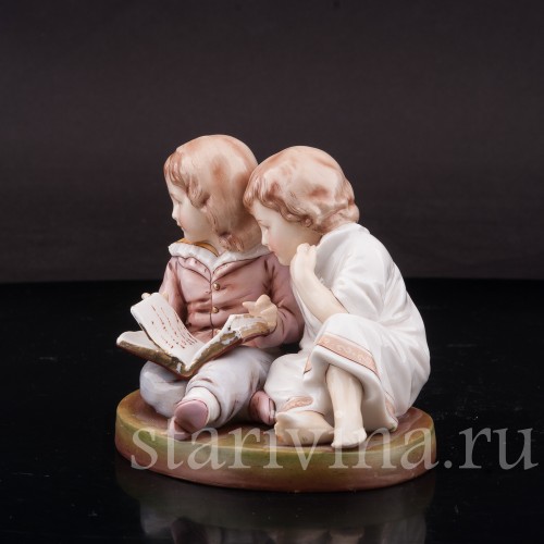 Фарфоровая статуэтка Дети с книжкой, E. A. Muller, Германия, 1890-1927 гг.