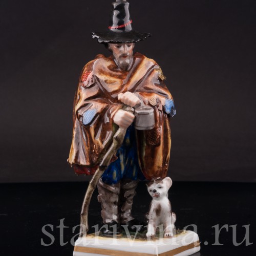 Фигурка из фарфора Странник с собачкой, Volkstedt, Германия, сер. 20 в.