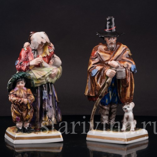 Фигурка из фарфора Странник с собачкой, Volkstedt, Германия, сер. 20 в.