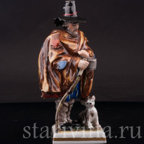 Фигурка из фарфора Странник с собачкой, Volkstedt, Германия, сер. 20 в.