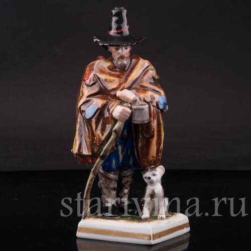 Фигурка из фарфора Странник с собачкой, Volkstedt, Германия, сер. 20 в.