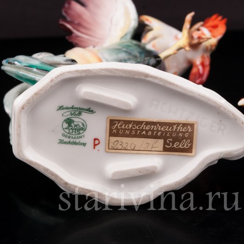 Парные фарфоровые статуэтки Петушиный бой, Hutschenreuther, Германия, 1950-60 гг.