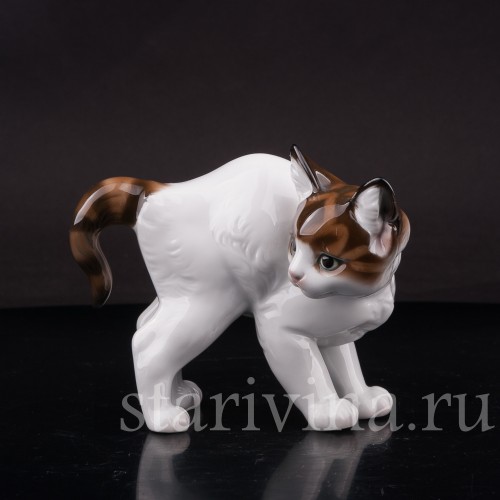 Фарфоровая фигурка Котёнок с выгнутой спинкой, Rosenthal, Германия, 1954 год.