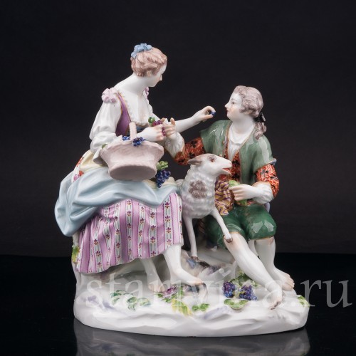 Фарфоровая композиция Пастушки с овечкой, Meissen, Германия, 1930-40е гг.