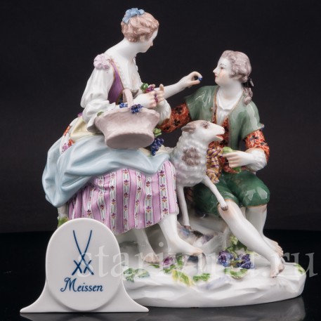 Фарфоровая композиция Пастушки с овечкой, Meissen, Германия, 1930-40е гг.