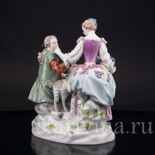 Фарфоровая композиция Пастушки с овечкой, Meissen, Германия, 1930-40е гг.