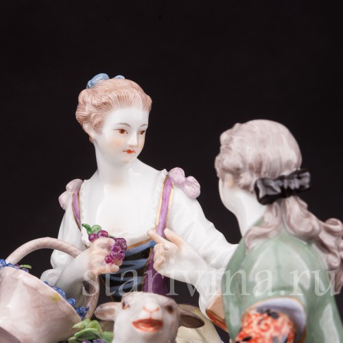Фарфоровая композиция Пастушки с овечкой, Meissen, Германия, 1930-40е гг.