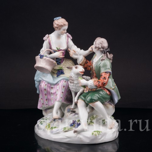 Фарфоровая композиция Пастушки с овечкой, Meissen, Германия, 1930-40е гг.