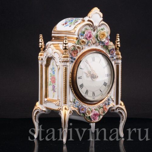 Фарфоровые часы Цветочные букеты, Hoffner & Co, Германия, 1960е гг.