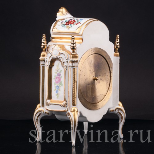 Фарфоровые часы Цветочные букеты, Hoffner & Co, Германия, 1960е гг.