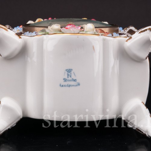 Фарфоровые часы Цветочные букеты, Hoffner & Co, Германия, 1960е гг.