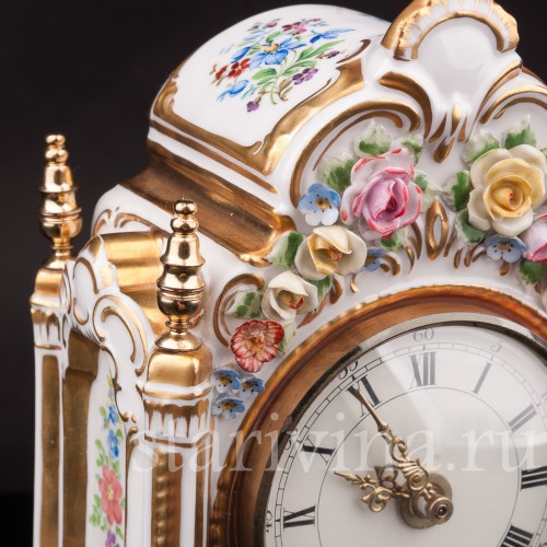 Фарфоровые часы Цветочные букеты, Hoffner & Co, Германия, 1960е гг.