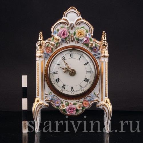 Фарфоровые часы Цветочные букеты, Hoffner & Co, Германия, 1960е гг.