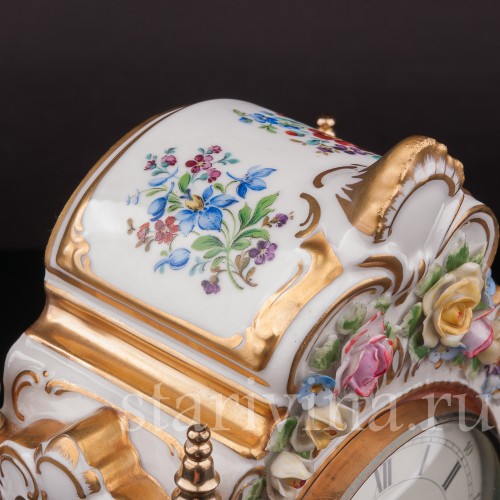 Фарфоровые часы Цветочные букеты, Hoffner & Co, Германия, 1960е гг.