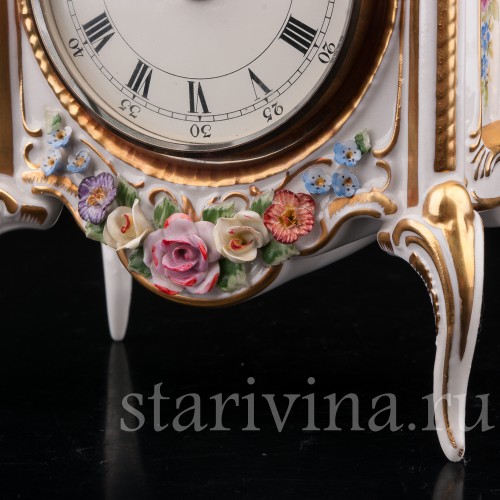 Фарфоровые часы Цветочные букеты, Hoffner & Co, Германия, 1960е гг.