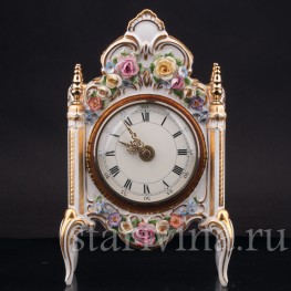 Фарфоровые часы Цветочные букеты, Hoffner & Co, Германия, 1960е гг.