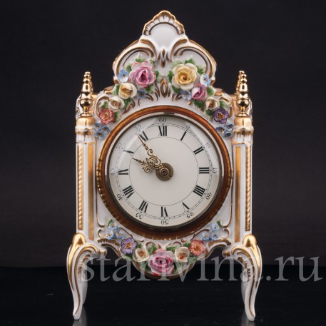 Фарфоровые часы Цветочные букеты, Hoffner & Co, Германия, 1960е гг.