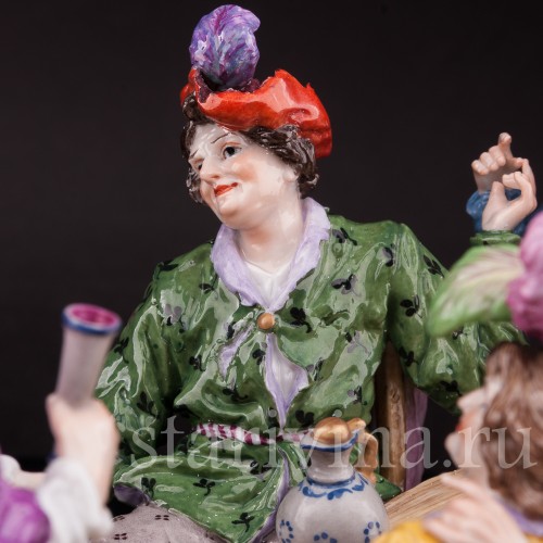 Фарфоровая композиция Весёлая компания за столом, Ernst Bohne Sohne, Германия, нач. 20 в.