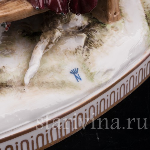 Фарфоровая композиция Весёлая компания за столом, Ernst Bohne Sohne, Германия, нач. 20 в.