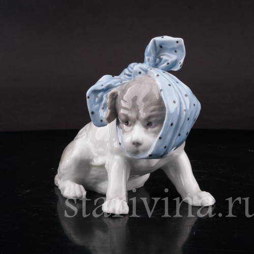 Статуэтка из фарфора Собака с перевязанным зубом, Heubach, Германия, 1882-1915 гг.