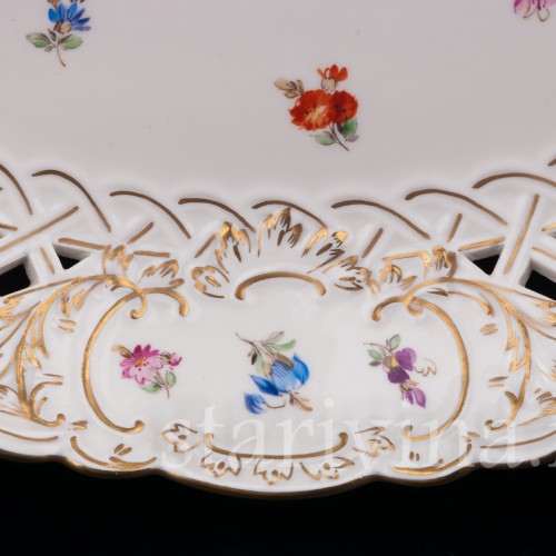 Блюдо с прорезным бортом Мейсенские цветы, Meissen, Германия, пер. пол. 20 в.