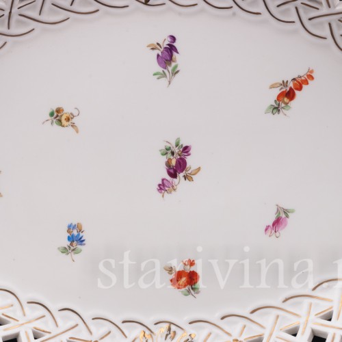 Блюдо с прорезным бортом Мейсенские цветы, Meissen, Германия, пер. пол. 20 в.