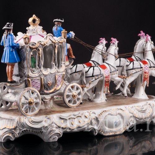 Композиция из фарфора Карета с четверкой лошадей, Sitzendorf, Германия, сер. 20 в.
