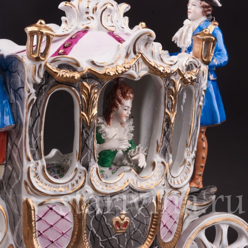 Композиция из фарфора Карета с четверкой лошадей, Sitzendorf, Германия, сер. 20 в.