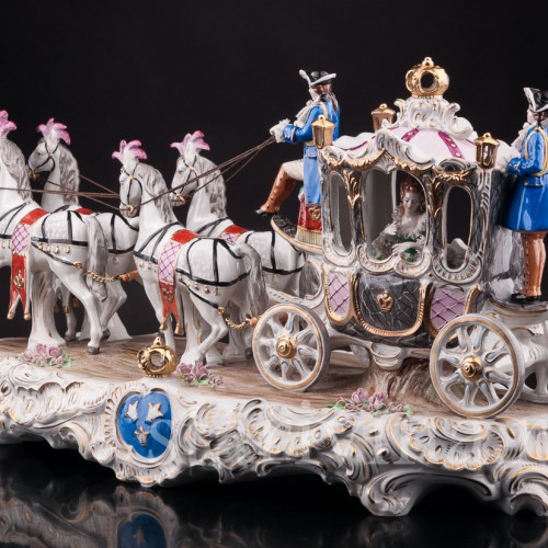 Композиция из фарфора Карета с четверкой лошадей, Sitzendorf, Германия, сер. 20 в.