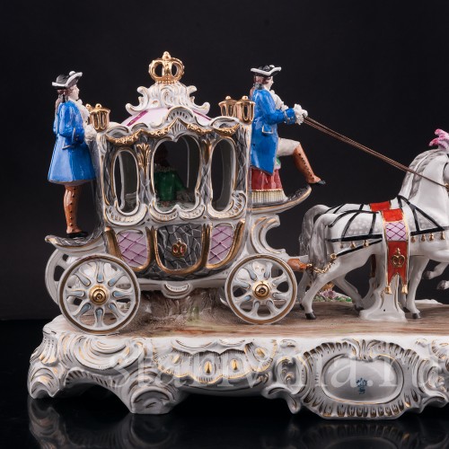 Композиция из фарфора Карета с четверкой лошадей, Sitzendorf, Германия, сер. 20 в.