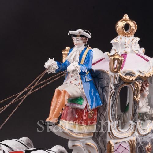Композиция из фарфора Карета с четверкой лошадей, Sitzendorf, Германия, сер. 20 в.