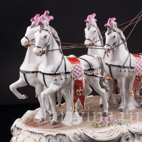 Композиция из фарфора Карета с четверкой лошадей, Sitzendorf, Германия, сер. 20 в.