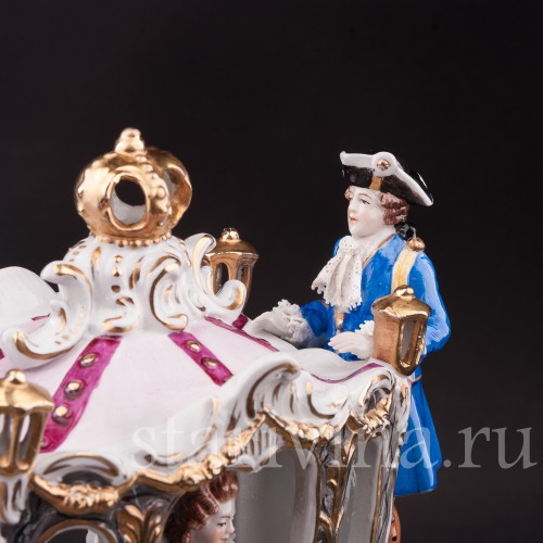 Композиция из фарфора Карета с четверкой лошадей, Sitzendorf, Германия, сер. 20 в.