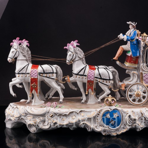 Композиция из фарфора Карета с четверкой лошадей, Sitzendorf, Германия, сер. 20 в.