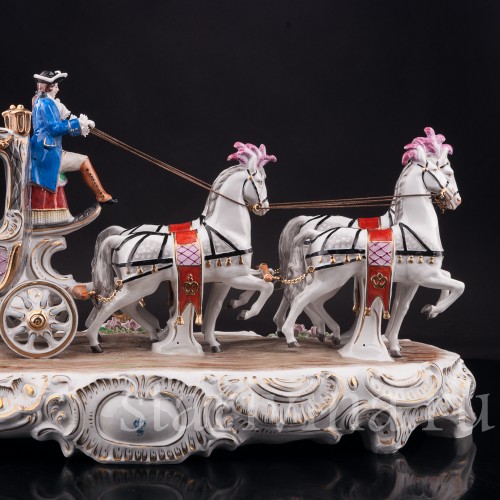 Композиция из фарфора Карета с четверкой лошадей, Sitzendorf, Германия, сер. 20 в.