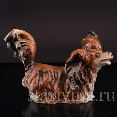 Статуэтка собаки из фарфора Бегущая длинношерстная такса, Германия, сер. 20 в.