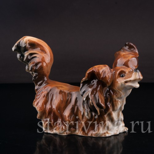 Статуэтка собаки из фарфора Бегущая длинношерстная такса, Германия, сер. 20 в.