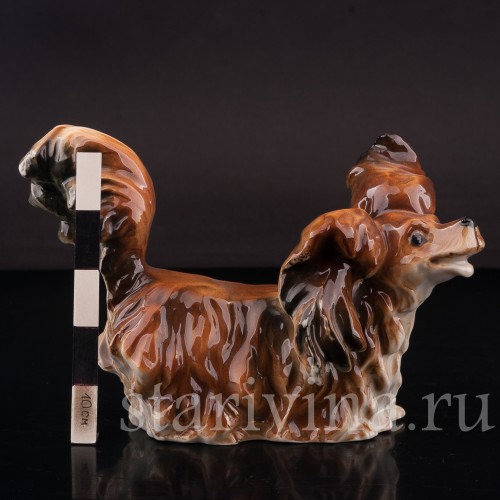 Статуэтка собаки из фарфора Бегущая длинношерстная такса, Германия, сер. 20 в.