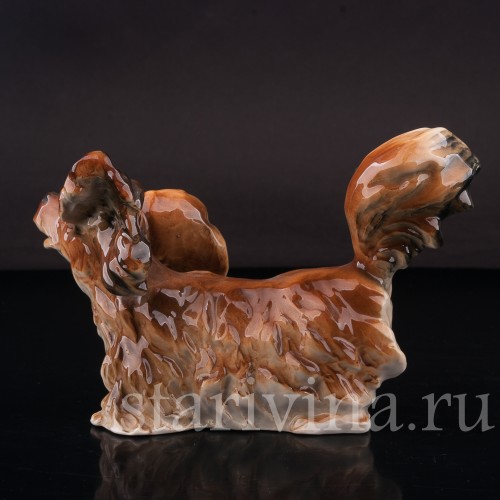 Статуэтка собаки из фарфора Бегущая длинношерстная такса, Германия, сер. 20 в.