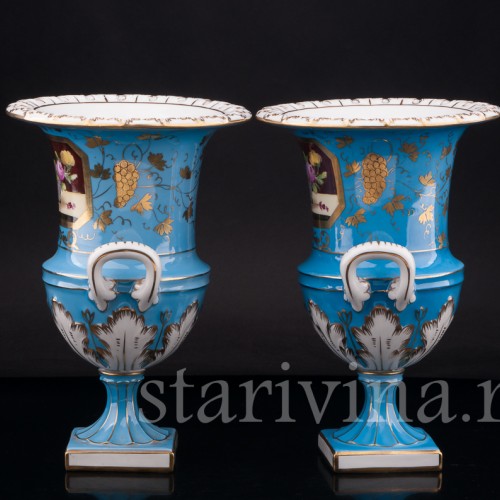 Парные фарфоровые вазы Кратеры, Carl Thieme, Германия, перв. пол. 20 в.