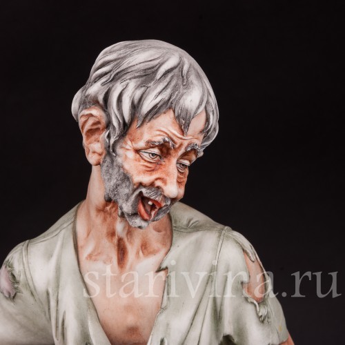 Композиция из фарфора Путник с курицей, Capodimonte, Италия, вт. пол. 20 в.