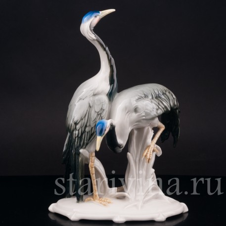 Фарфоровая фигурка птиц Два журавля, Karl Ens, Германия, 1920-30 гг.