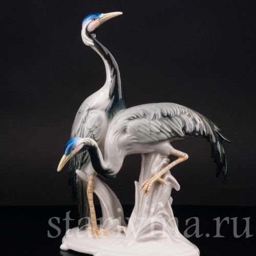 Фарфоровая фигурка птиц Два журавля, Karl Ens, Германия, 1920-30 гг.