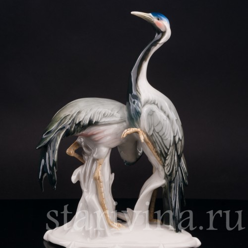Фарфоровая фигурка птиц Два журавля, Karl Ens, Германия, 1920-30 гг.