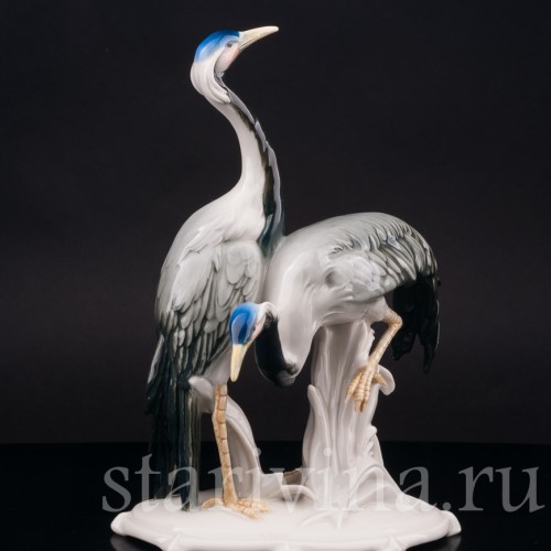 Фарфоровая фигурка птиц Два журавля, Karl Ens, Германия, 1920-30 гг.