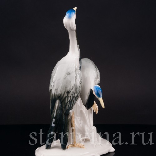 Фарфоровая фигурка птиц Два журавля, Karl Ens, Германия, 1920-30 гг.