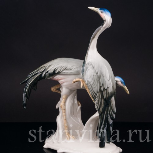 Фарфоровая фигурка птиц Два журавля, Karl Ens, Германия, 1920-30 гг.