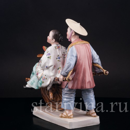 Фарфоровая композиция Китайцы с повозкой, Volkstedt, Германия.