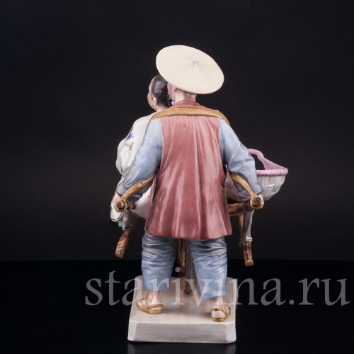 Фарфоровая композиция Китайцы с повозкой, Volkstedt, Германия.